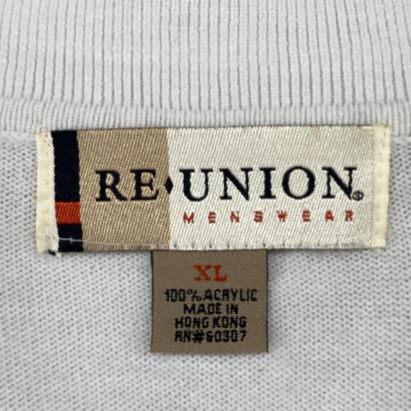 RE UNION Sweater Mens XL Grandpa Cardigan Button Down Off White Vintage - Picture 7 of 11